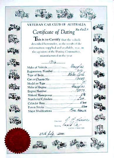 veteran car club dating certificate